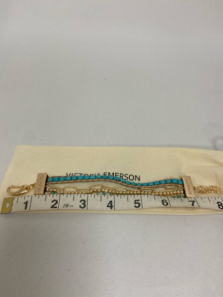 Victoria Emerson Gold Color Turquoise Beaded Bracelet