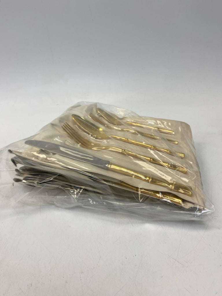 Gold Bamboo Metal Flatware