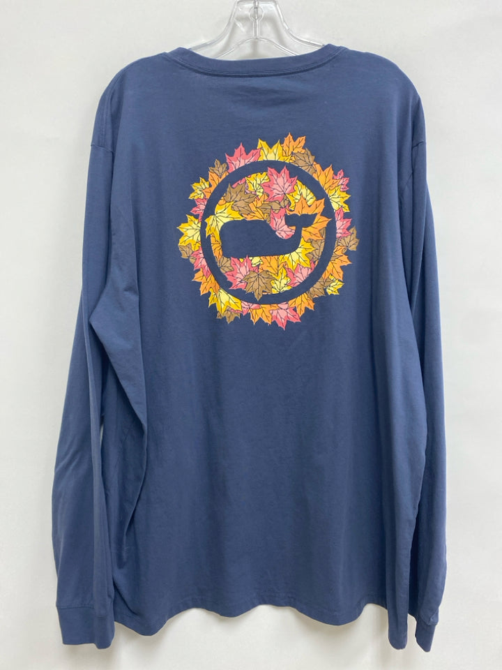 Vineyard Vines Size XL Navy Orange/Yellow Leaves Men&