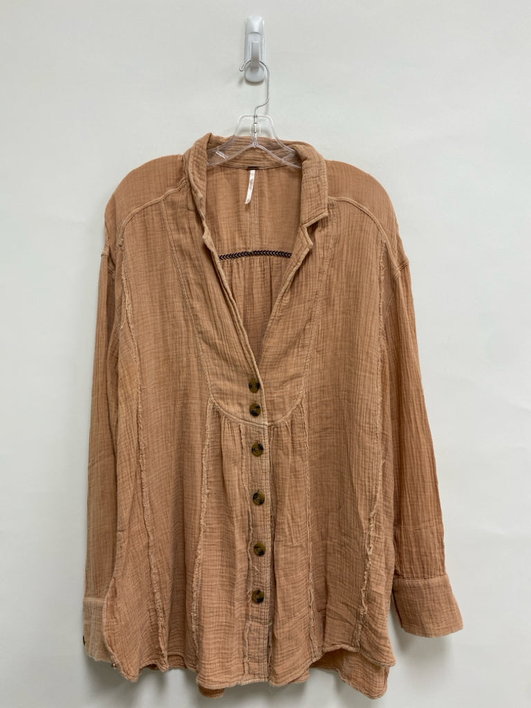 Free People Size M Peach Long Sleeve Gauze Ladies Top