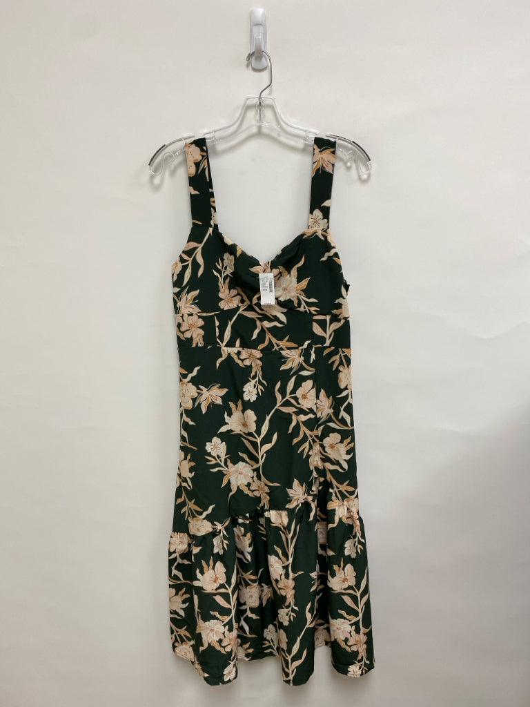 NWT maurices Size L Forest Green Coral/Tan Floral Sleeveless Ladies Dress