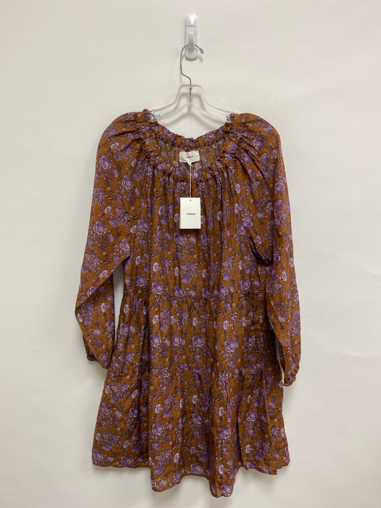 NWT XiRENA Size M Brown Purple Floral Ladies Dress