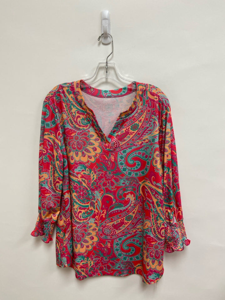 NWT Size XL Pink Seafoam/Orange Floral Ladies Top