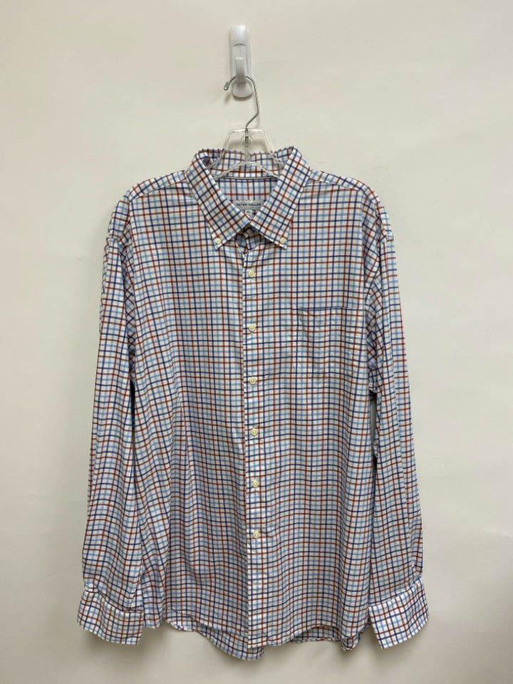 Peter Millar Size XL White Red/White Plaid Men&