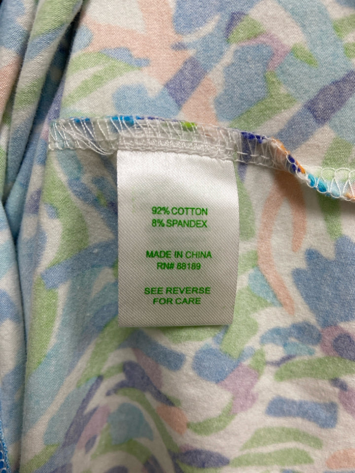 LILLY PULITZER Size L Turquoise White/Green Sleeveless Ladies Dress