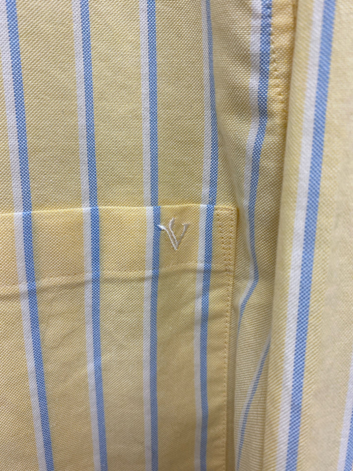 Vineyard Vines Size XL Yellow Blue/White Striped Button Up Ladies Top