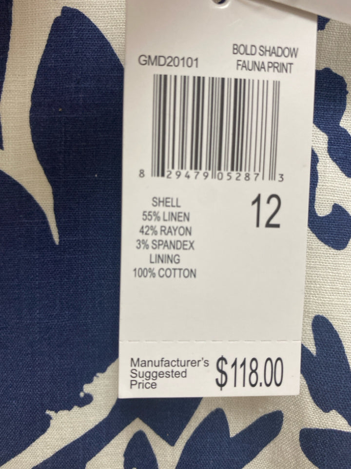 NWT Magaschoni Size 12 White Navy Floral Sleeveless Ladies Dress