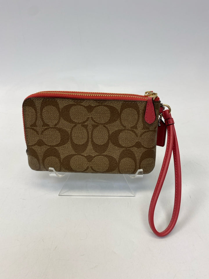 Coach Brown Rose Signature Wristlet