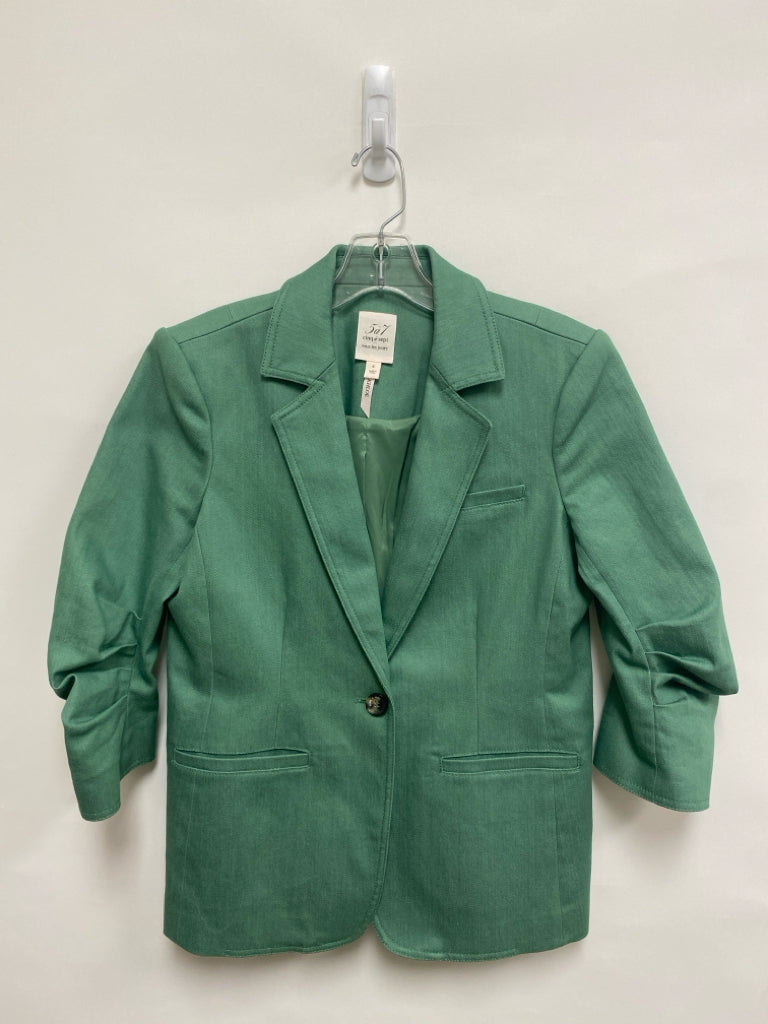 Cinq a Sept Size 6 Green Denim Ladies Jacket