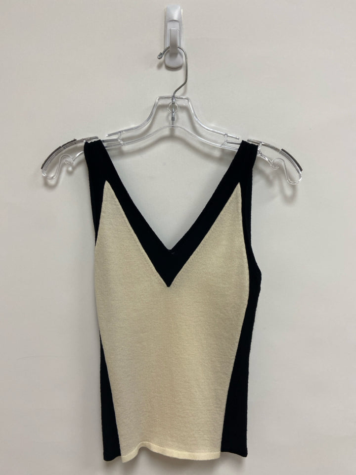 Size 4 Cream Black Trimmed Tank Wool Blend Ladies Sweater