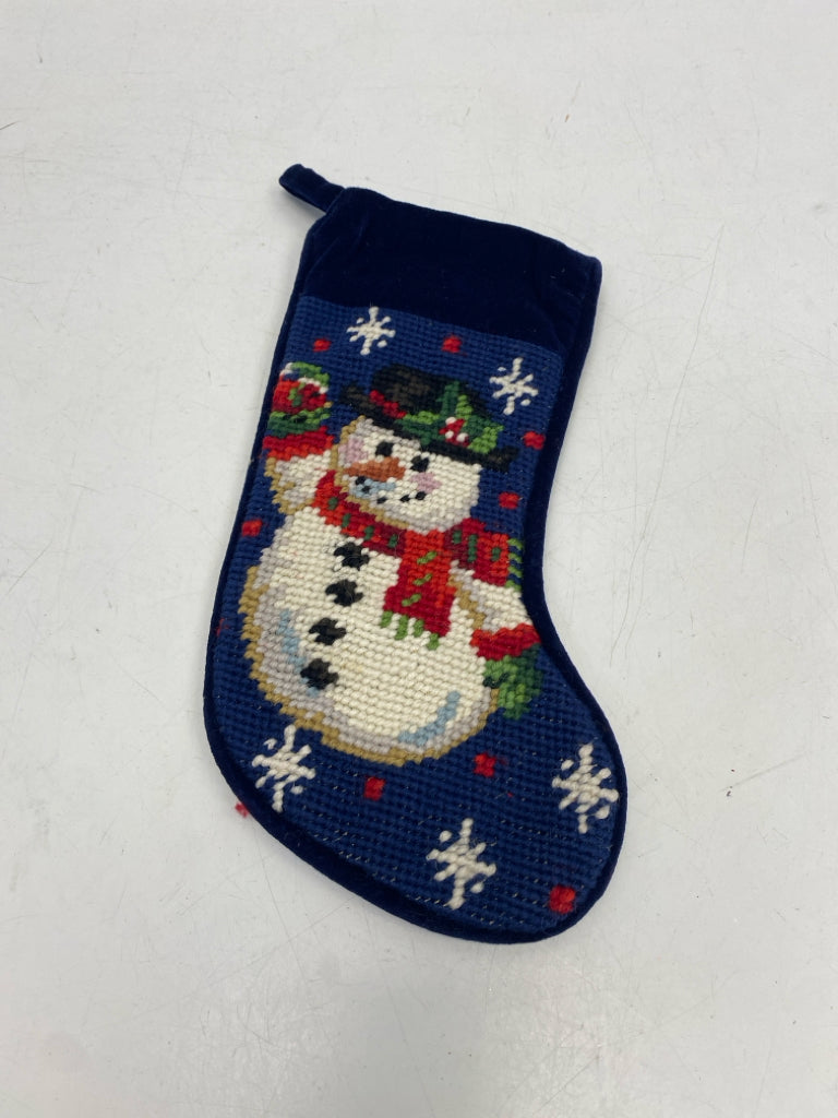 Navy Multi Color Needlepoint Christmas