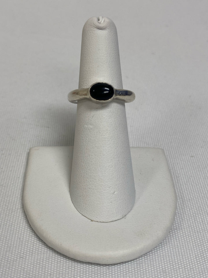 Silver Black Stones Ring