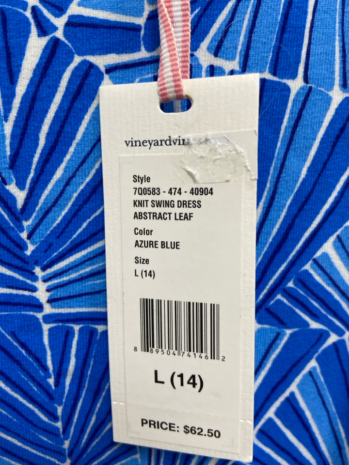 NWT Vineyard Vines SIZE 14 Blue White Leaves Long Sleeve Girl&