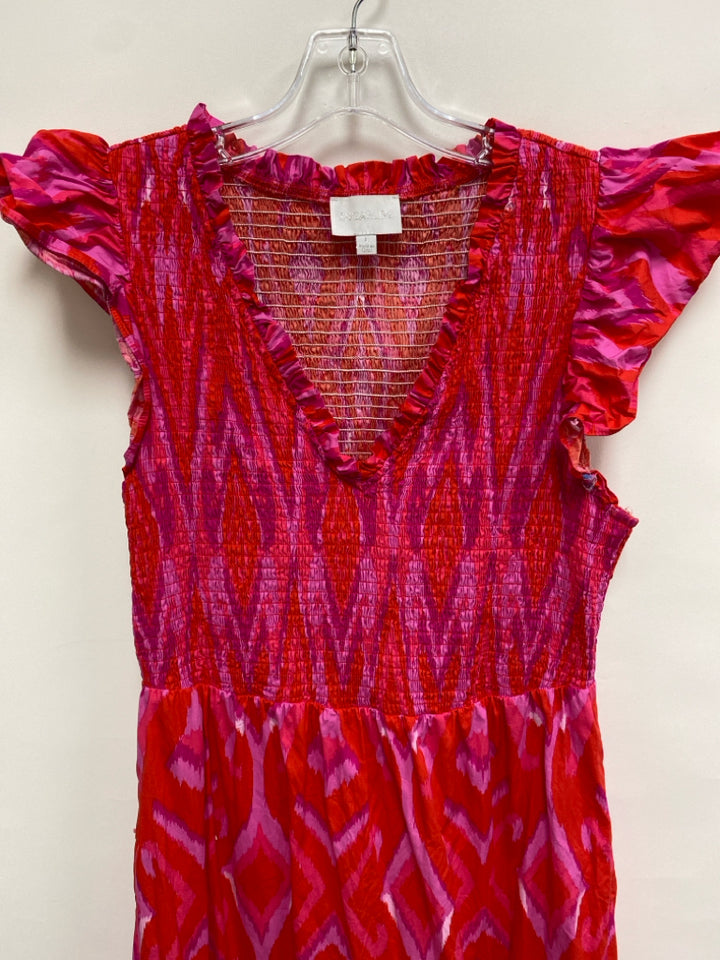 Sugar+ Lips Size L Red Pink Print Ladies Dress