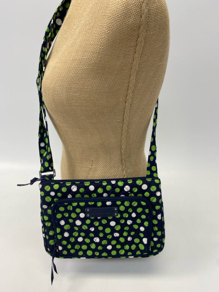 Vera Bradley Navy Green/White Dot(s) Fabric Crossbody