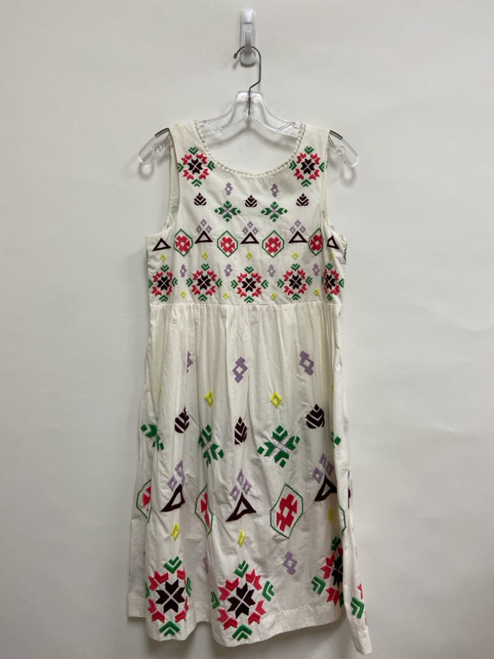 Anthropologie Size S White Multi Color Embroidered Sleeveless Ladies Dress