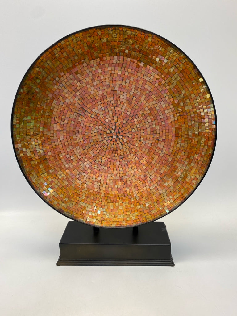Gold Orange Mosaic Metal Decorative Plate