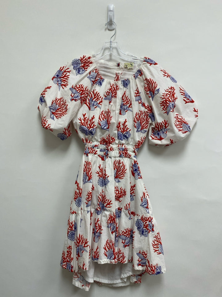 Size XS White Red/Blue Sea Coral Tiered Ladies Dress
