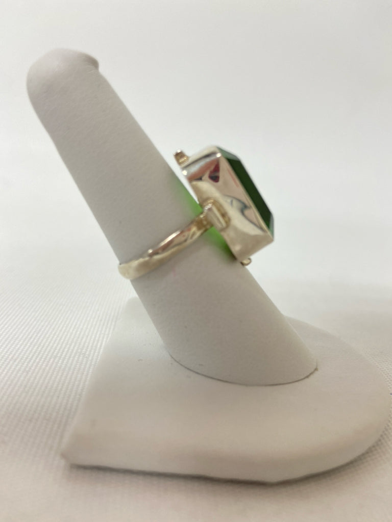 Green Silver Rectangle(s) Ring