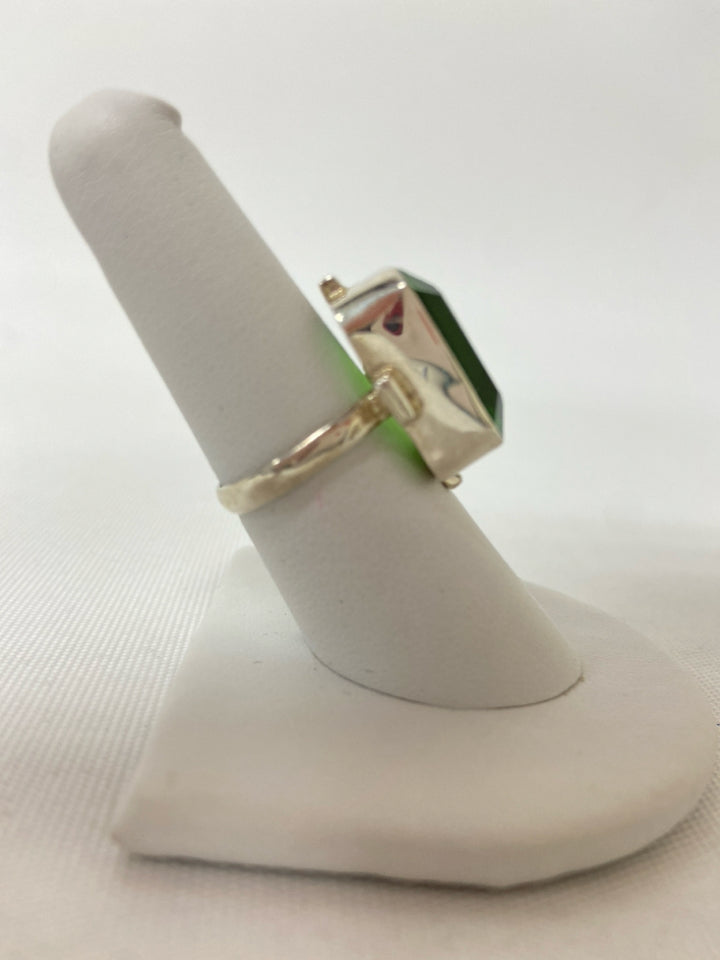 Green Silver Rectangle(s) Ring