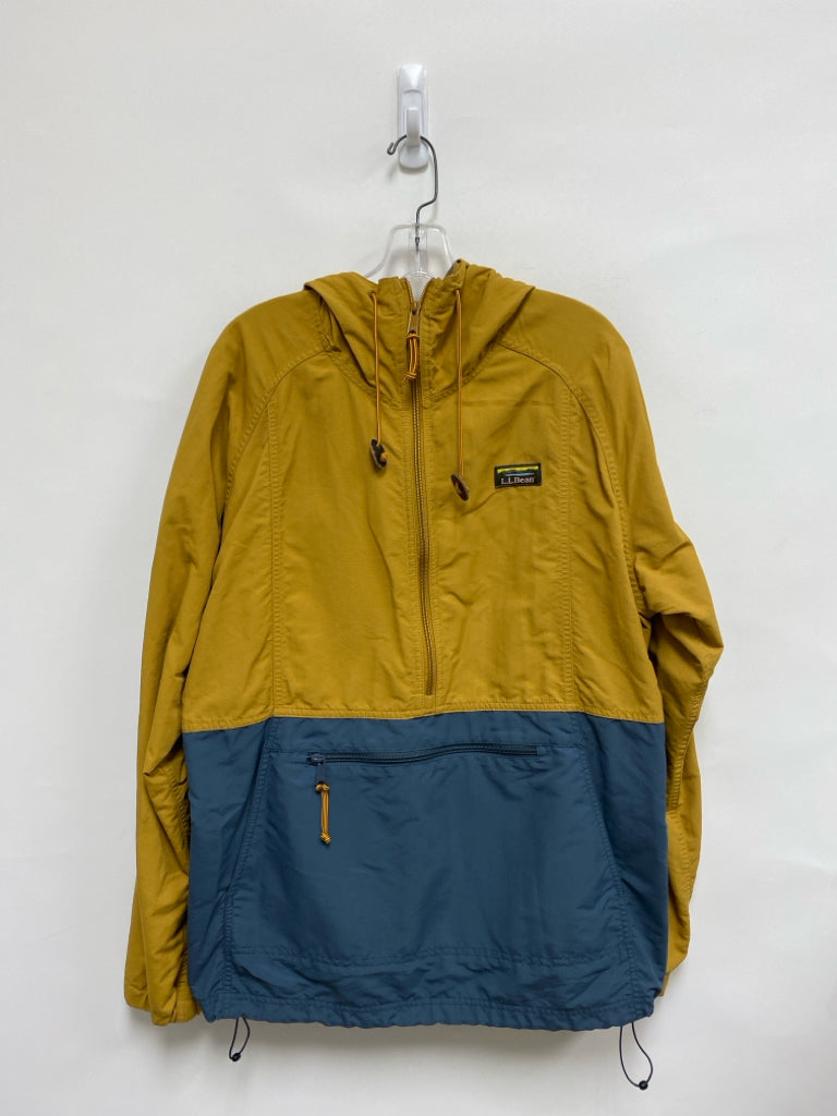 L L Bean Size L Mustard Charcoal Color Block Hooded Men&