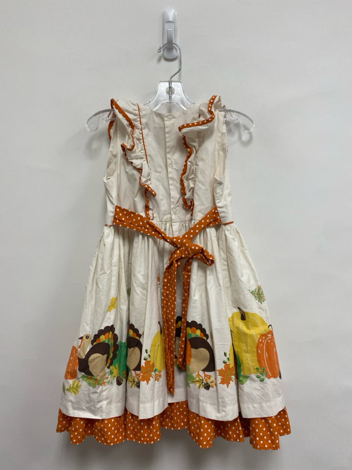 SIZE 8/10 White Orange/Green Pumpkin Girl&