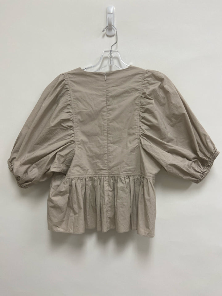 Hunter Bell Size S Khaki Puff Sleeve Ladies Top