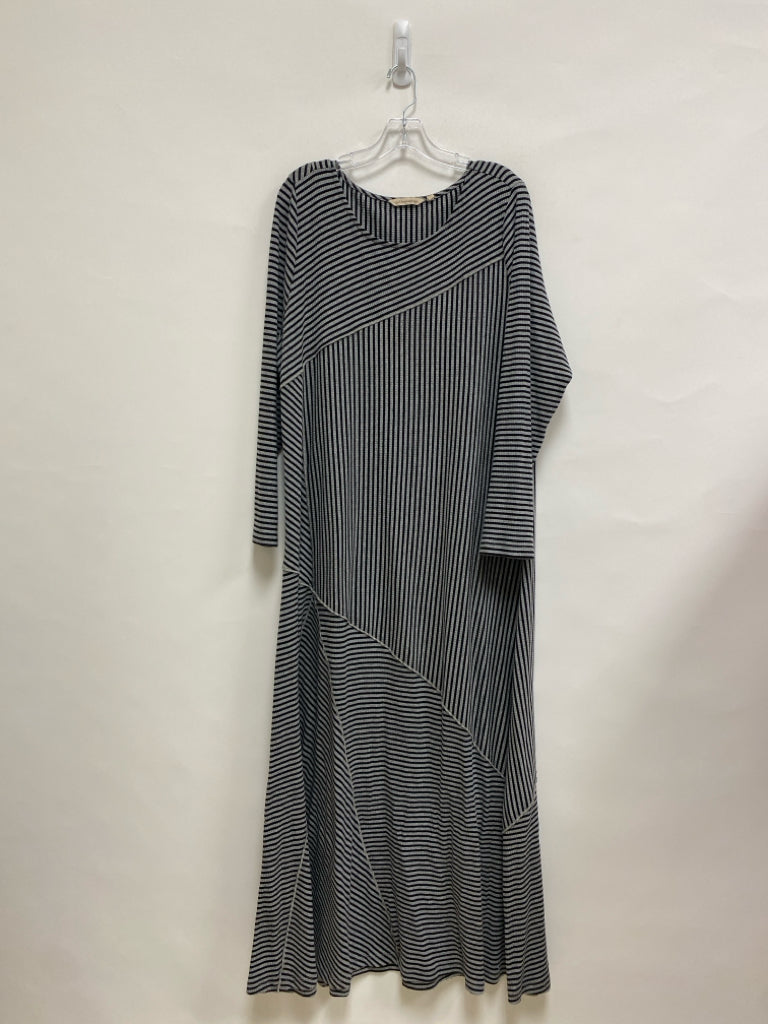 Soft Surroundings Size 1X Gray/Black Stripes Maxi Plus Size Dress