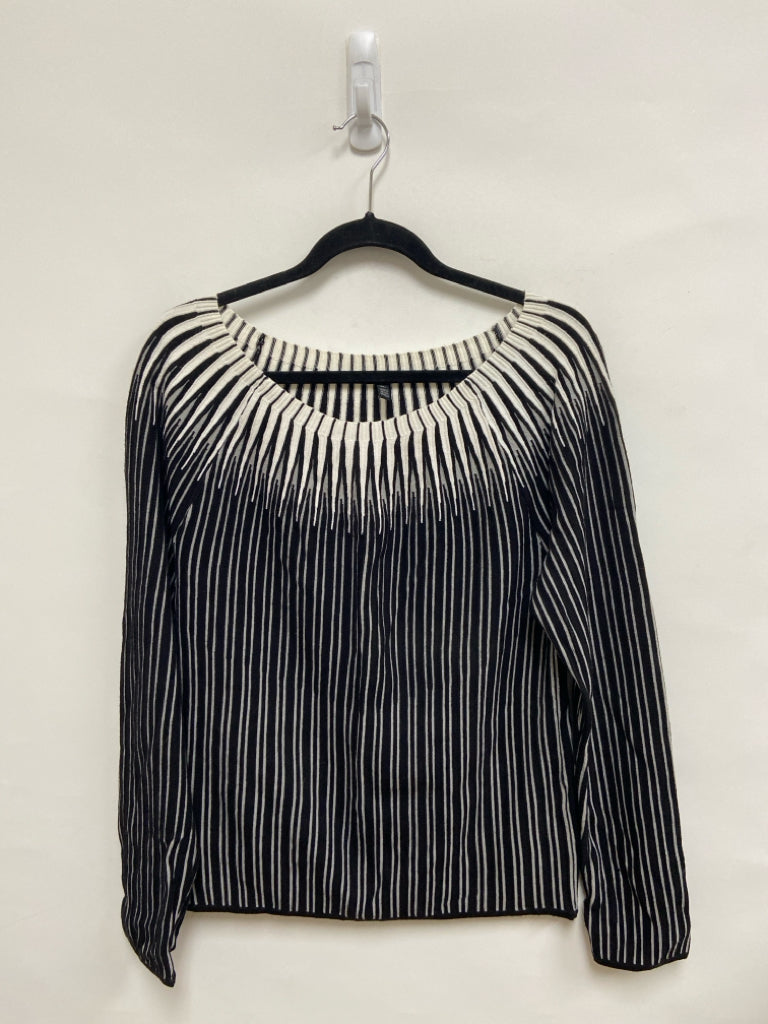 WHBM Size XL Black White/Gray Striped Ladies Sweater