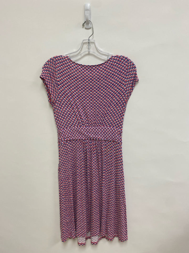 Boden Size 8P White Blue/Pink Print Petite Dress