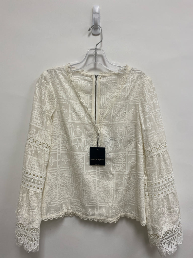 NWT Nanette Lepore Size 2 Ivory Lace Silk Blend Ladies Top