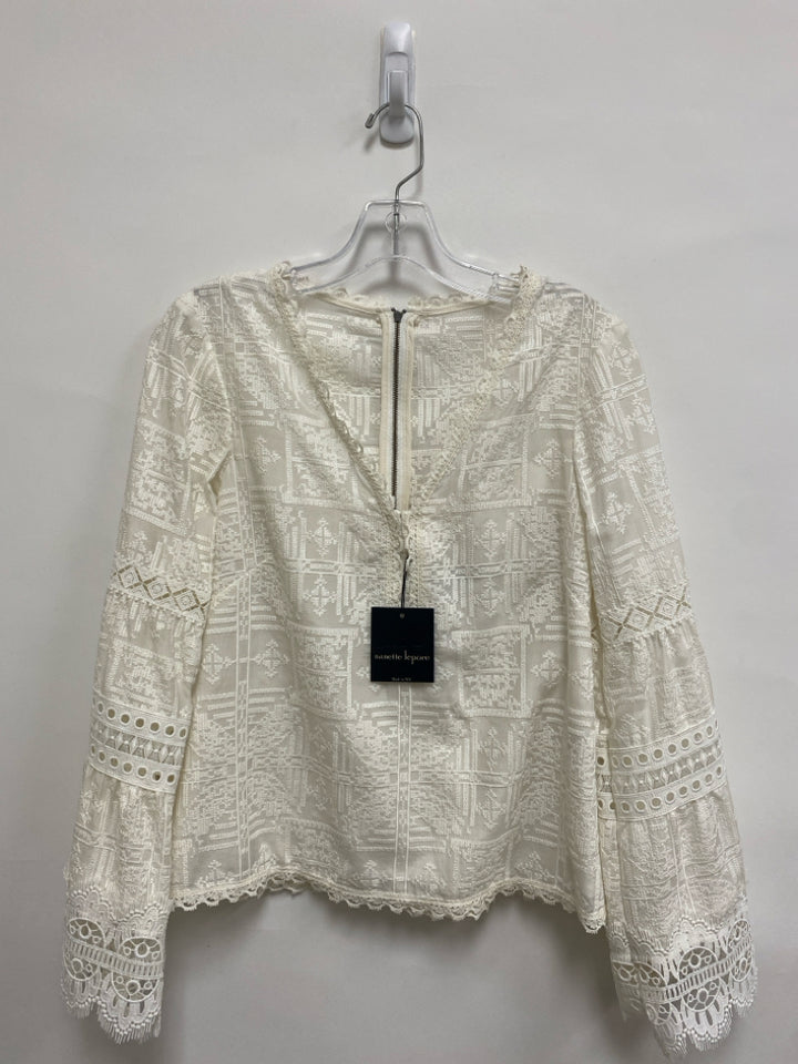 NWT Nanette Lepore Size 2 Ivory Lace Silk Blend Ladies Top