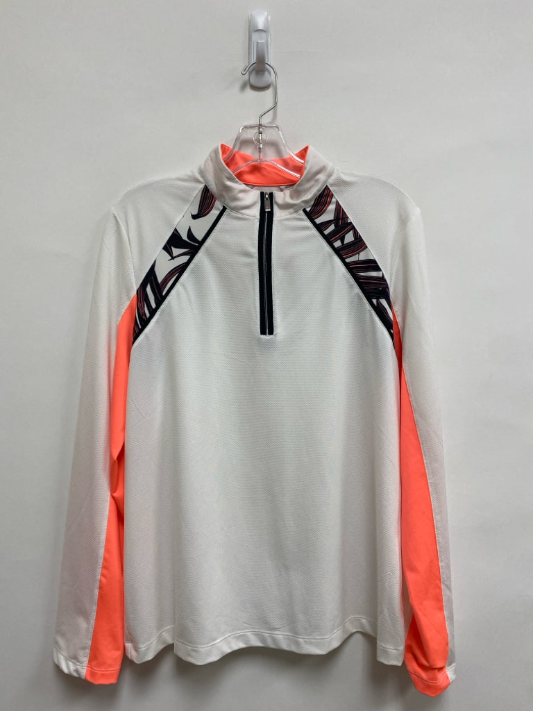 Tail Size L White Neon Coral Quarter Zip Athletic Top