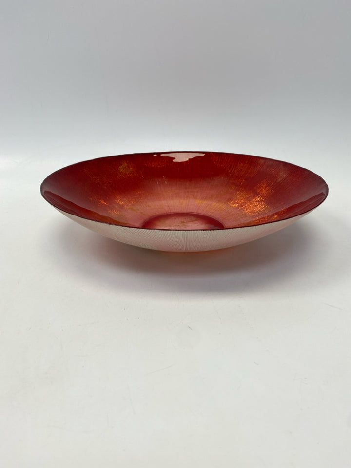 Red Gold Splashes Glass Decorative Bowl