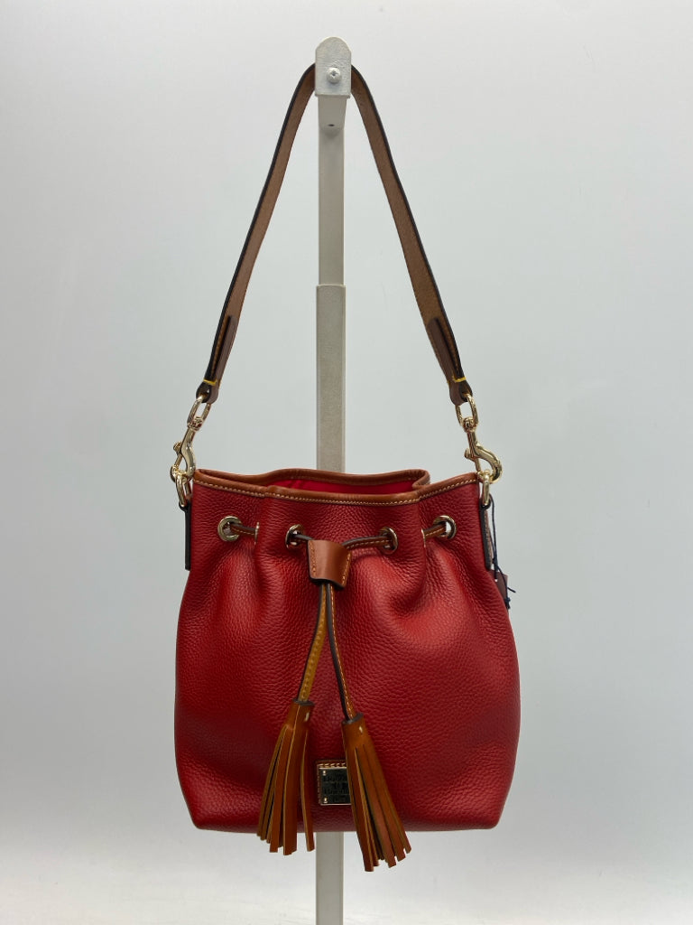 Dooney &amp; Bourke Red Brown Drawstring(s) Handbag