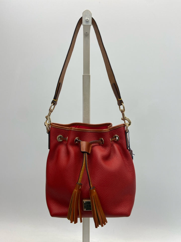 Dooney &amp; Bourke Red Brown Drawstring(s) Handbag