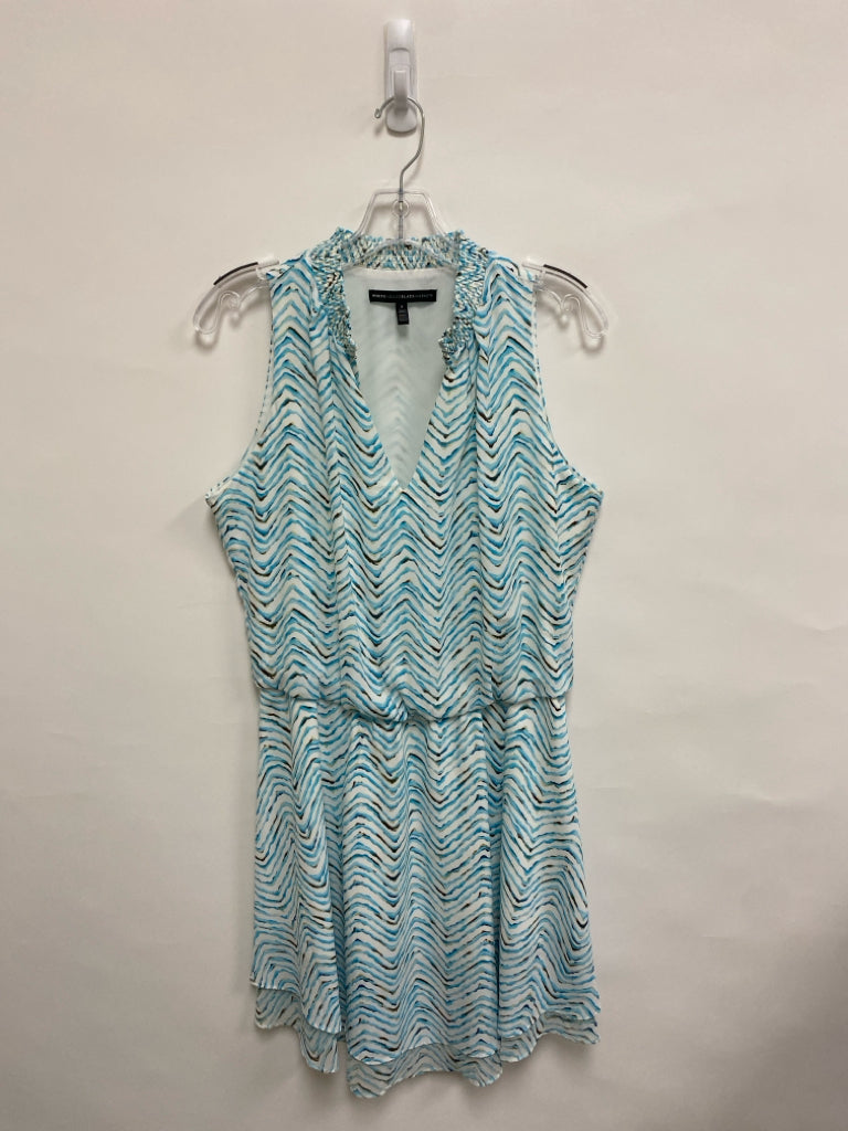 Wht House/Blk Mkt Size S White/Cream Turquoise Zig Zag Sleeveless Ladies Dress
