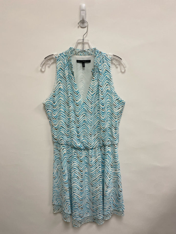 Wht House/Blk Mkt Size S White/Cream Turquoise Zig Zag Sleeveless Ladies Dress