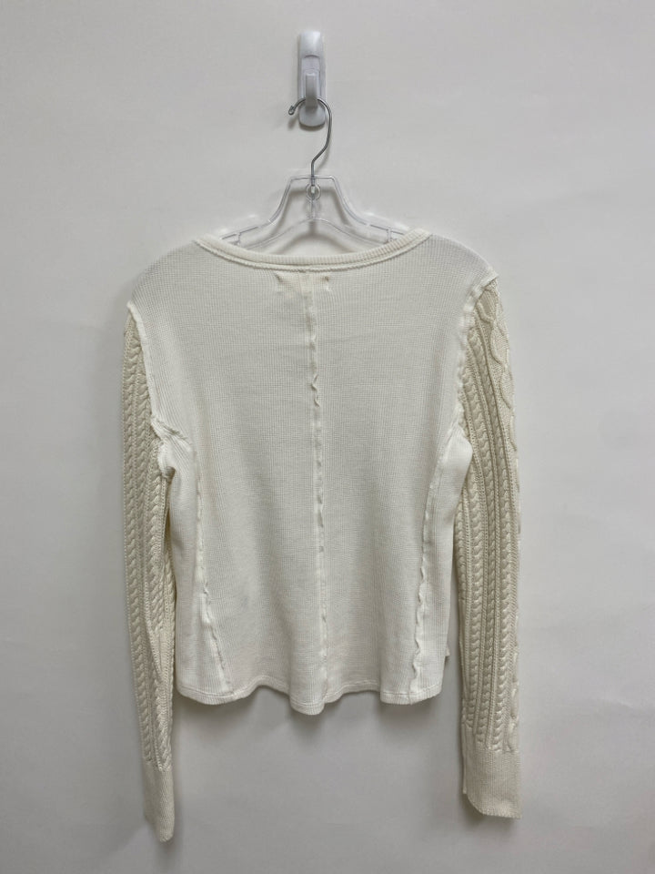 Lucky Brand Size M White Cream Cable Knit Ladies Top