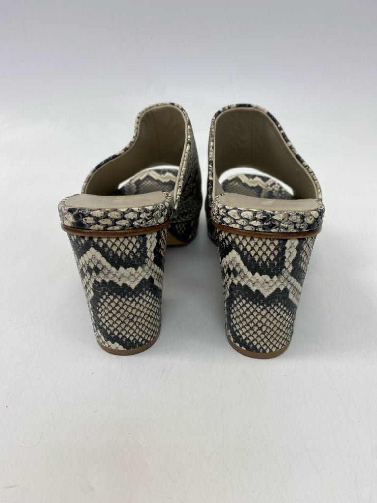 VINCE.  Size 8.5 Cream Black Snakeprint Sandals