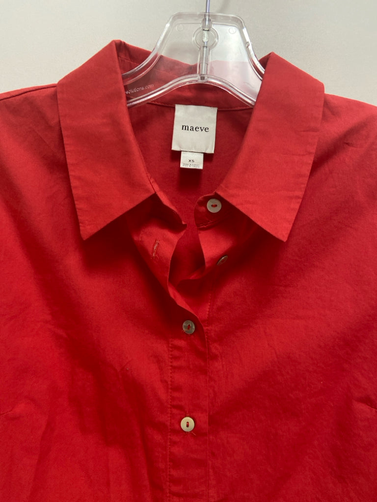 Maeve Size XS Red Cropped Cotton Ladies Top