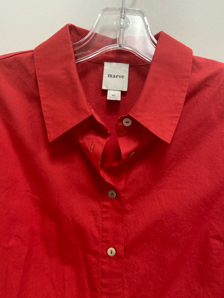 Maeve Size XS Red Cropped Cotton Ladies Top