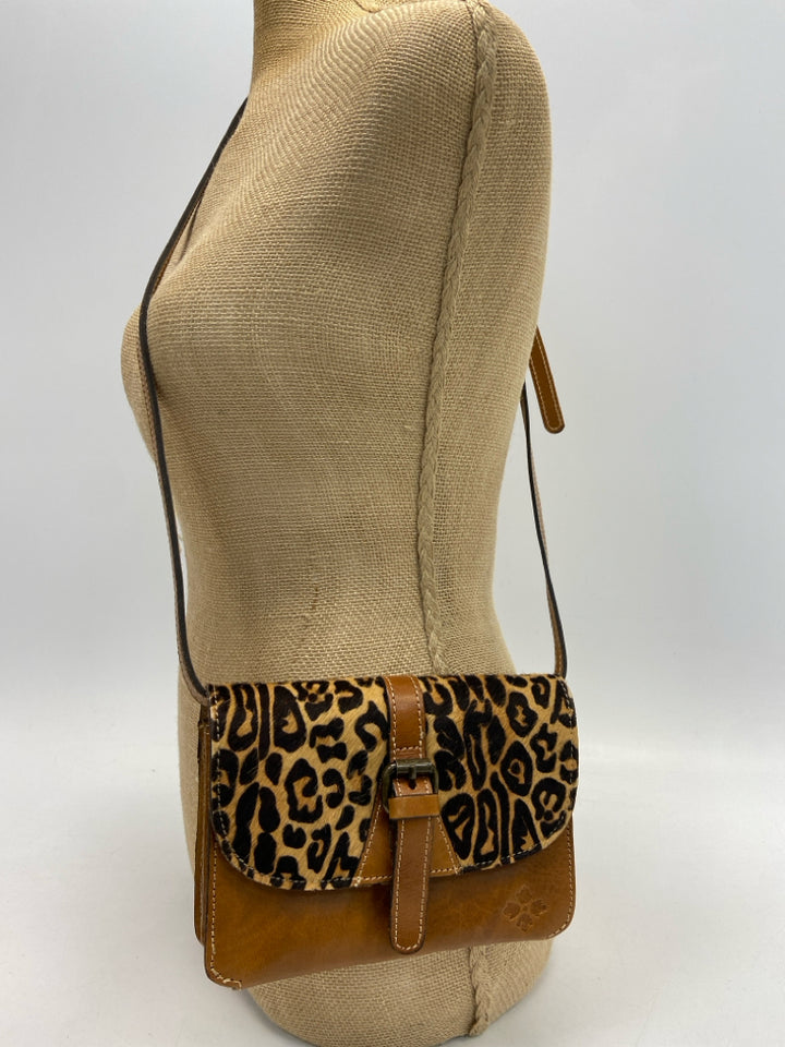 Patricia Nash Brown Black Animal Print Faux Fur Crossbody