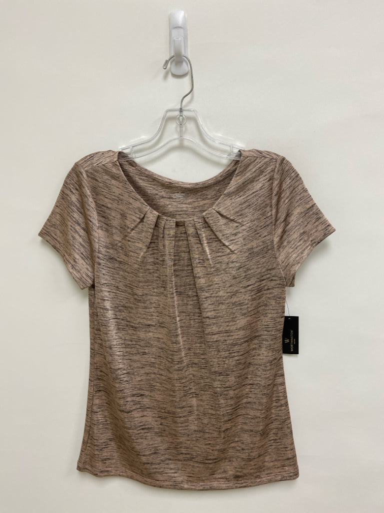 NWT Worthington Size SP Dusty Pink Black Streaked Petite Top