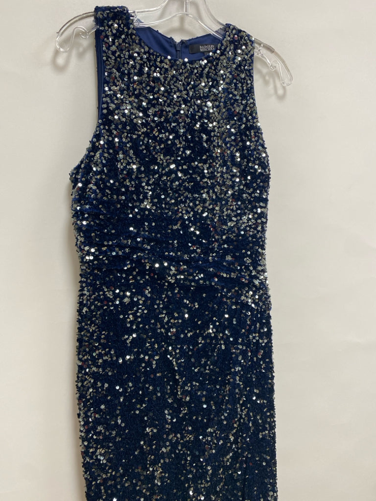 BADGLEY MISCHKA Size 8 Navy Sequins Maxi Ladies Formal Dress
