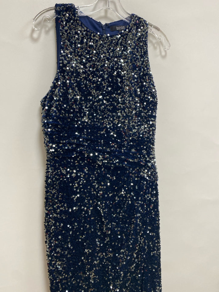 BADGLEY MISCHKA Size 8 Navy Sequins Maxi Ladies Formal Dress
