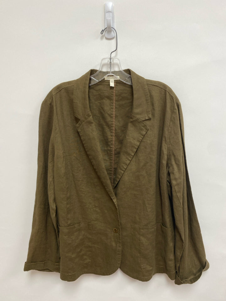 Eileen Fisher Size XL Brown Linen Ladies Jacket