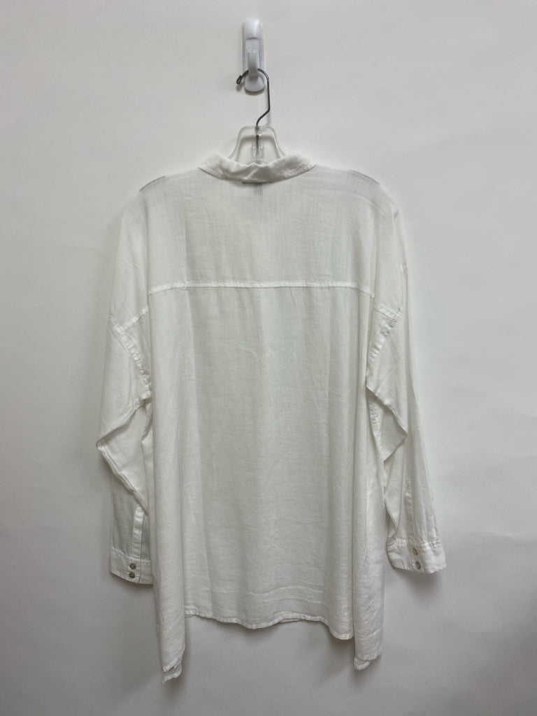 Eileen Fisher Size L White Button Up Tencel Ladies Top