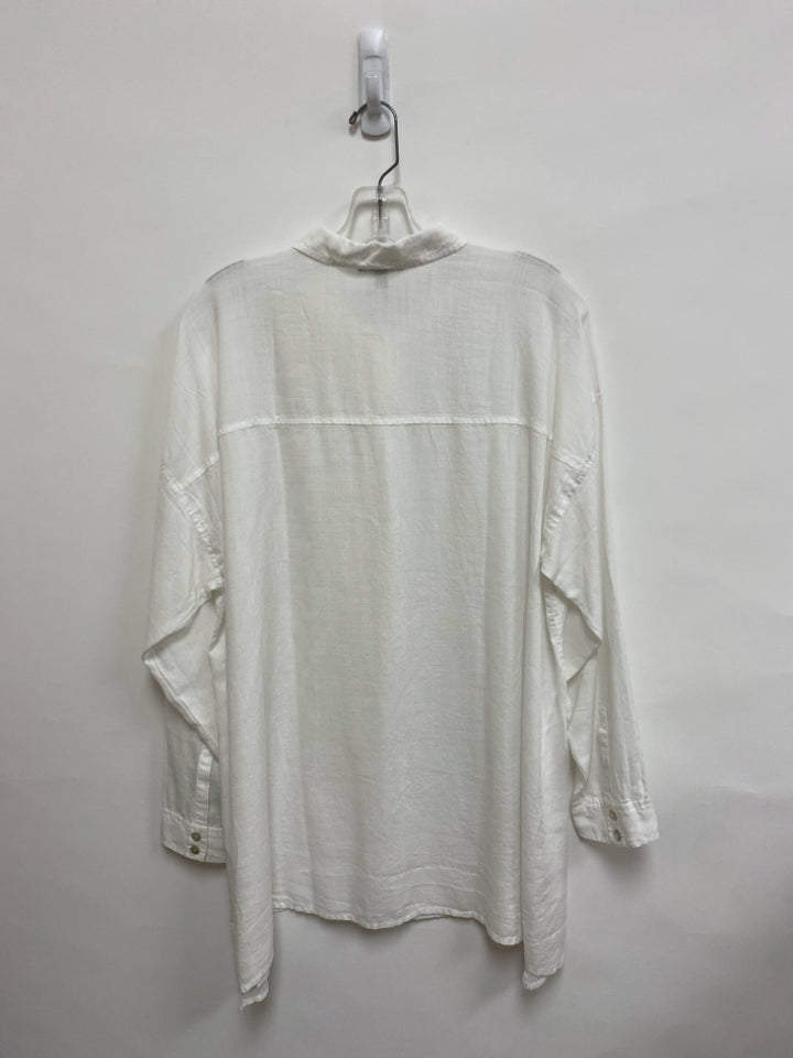Eileen Fisher Size L White Button Up Tencel Ladies Top