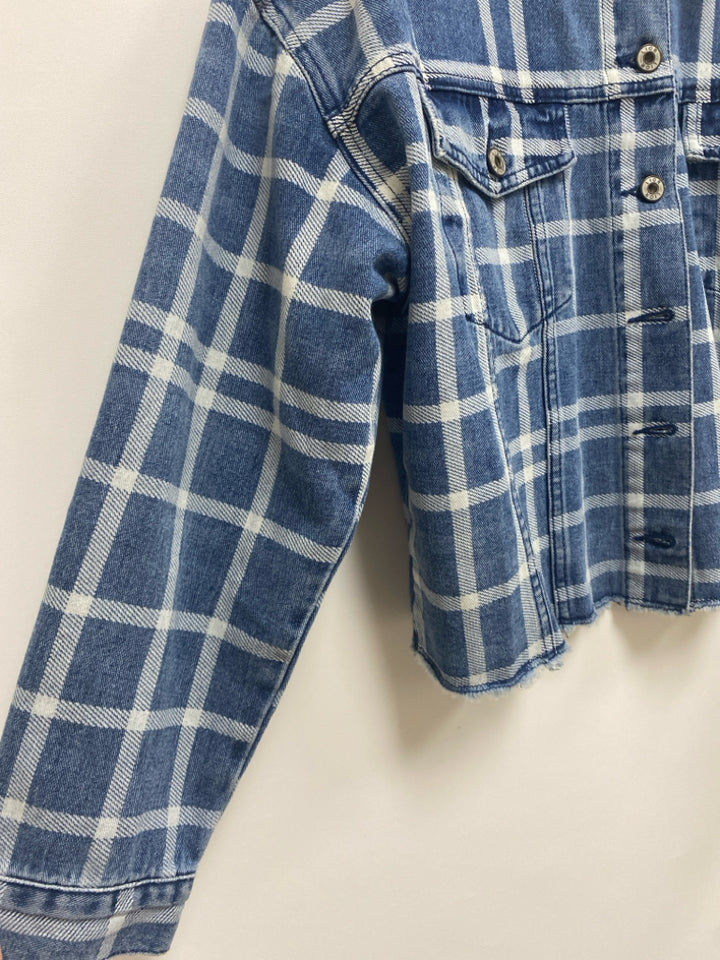 Lior Size L Blue White Plaid Denim Ladies Jacket